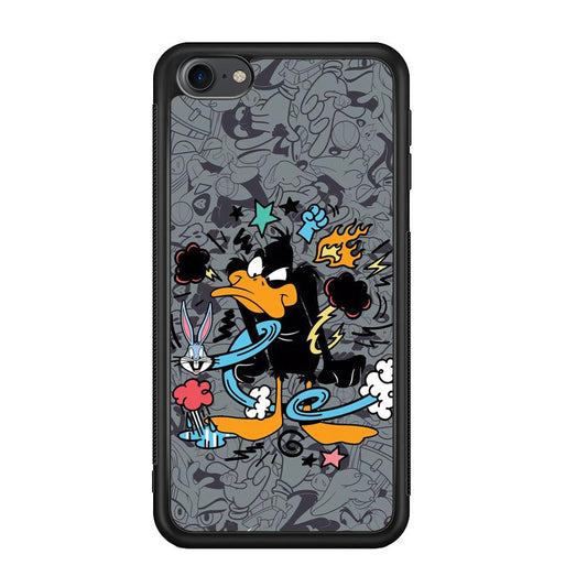 Looney Tunes Daffy in Anger iPod Touch 6 Case-Rubber Black (2D Case)-Oxvistore