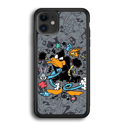 Looney Tunes Daffy in Anger iPhone 11 Case-Rubber Black (2D Case)-Oxvistore