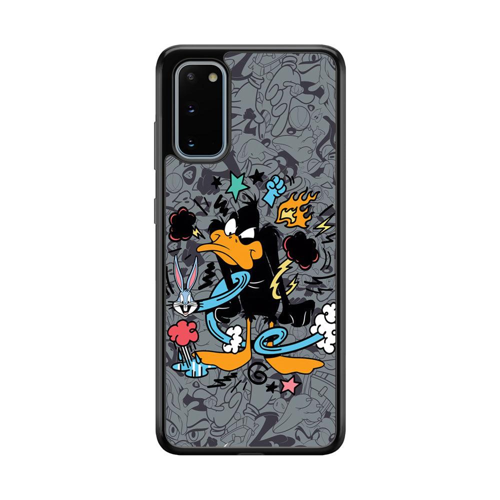 Looney Tunes Daffy in Anger Samsung Galaxy S20 Case-Rubber Black (2D Case)-Oxvistore