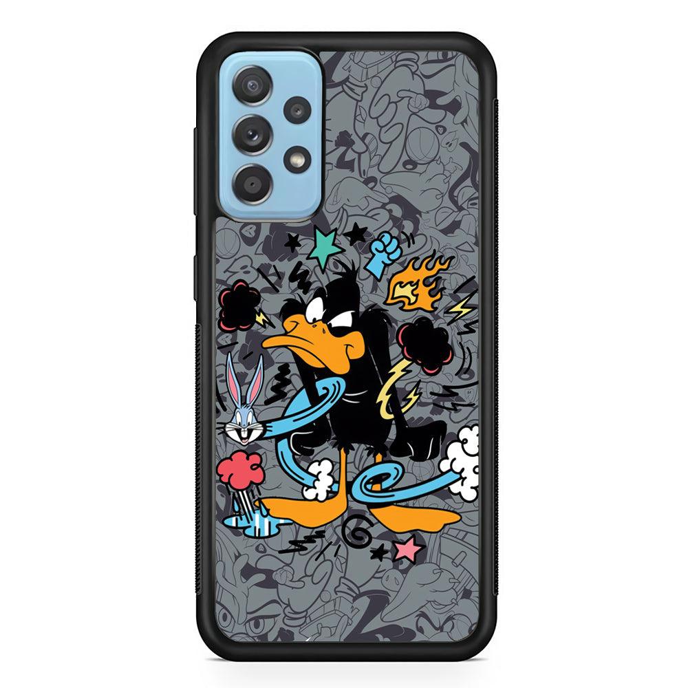 Looney Tunes Daffy in Anger Samsung Galaxy A72 Case-Rubber Black (2D Case)-Oxvistore