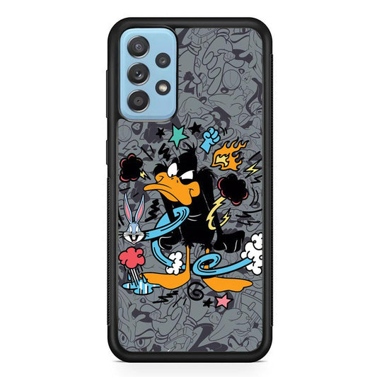 Looney Tunes Daffy in Anger Samsung Galaxy A72 Case-Rubber Black (2D Case)-Oxvistore