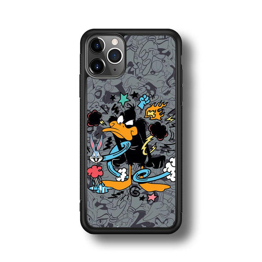 Looney Tunes Daffy in Anger iPhone 11 Pro Max Case-Rubber Black (2D Case)-Oxvistore