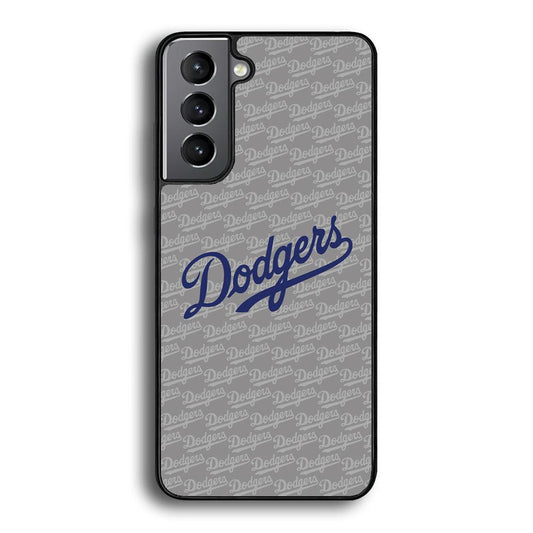 Los Angeles Dodgers Grey Patern Word Samsung Galaxy S22 Case-Rubber Black (2D Case)-Oxvistore