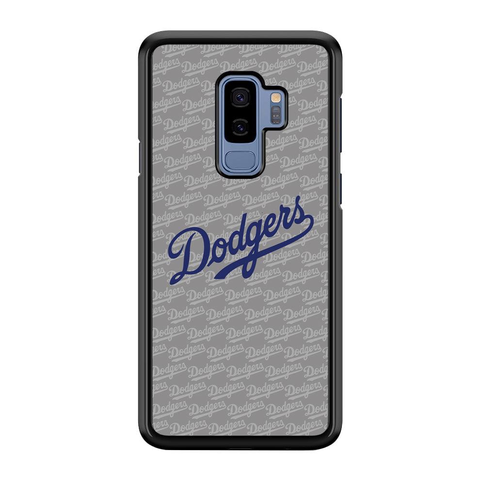 Los Angeles Dodgers Grey Patern Word Samsung Galaxy S9 Plus Case-Rubber Black (2D Case)-Oxvistore