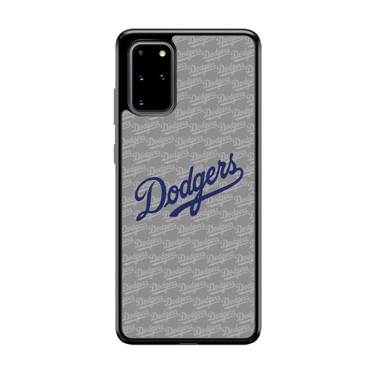 Los Angeles Dodgers Grey Patern Word Samsung Galaxy S20 Plus Case-Rubber Black (2D Case)-Oxvistore