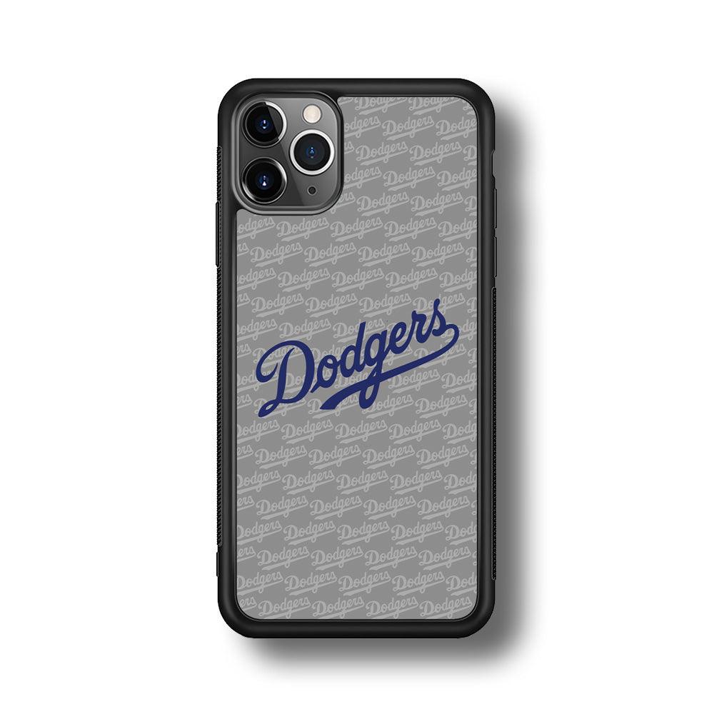 Los Angeles Dodgers Grey Patern Word iPhone 11 Pro Max Case-Rubber Black (2D Case)-Oxvistore
