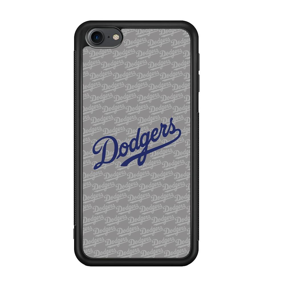Los Angeles Dodgers Grey Patern Word iPod Touch 6 Case-Rubber Black (2D Case)-Oxvistore