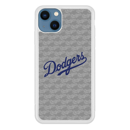 Los Angeles Dodgers Grey Patern Word iPhone 15 Plus Case-Oxvistore