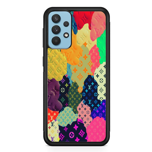 Louis Vuitton Aesthetic Pattern Samsung Galaxy A32 Case-Rubber Black (2D Case)-Oxvistore