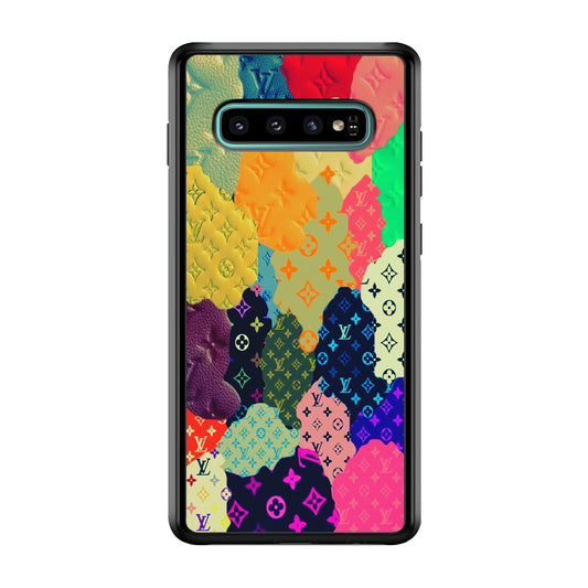 Louis Vuitton Aesthetic Pattern Samsung Galaxy S10 Case-Rubber Black (2D Case)-Oxvistore