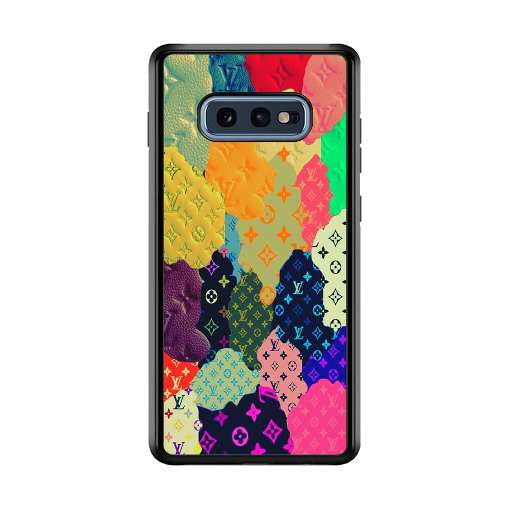 Louis Vuitton Aesthetic Pattern Samsung Galaxy S10E Case-Rubber Black (2D Case)-Oxvistore
