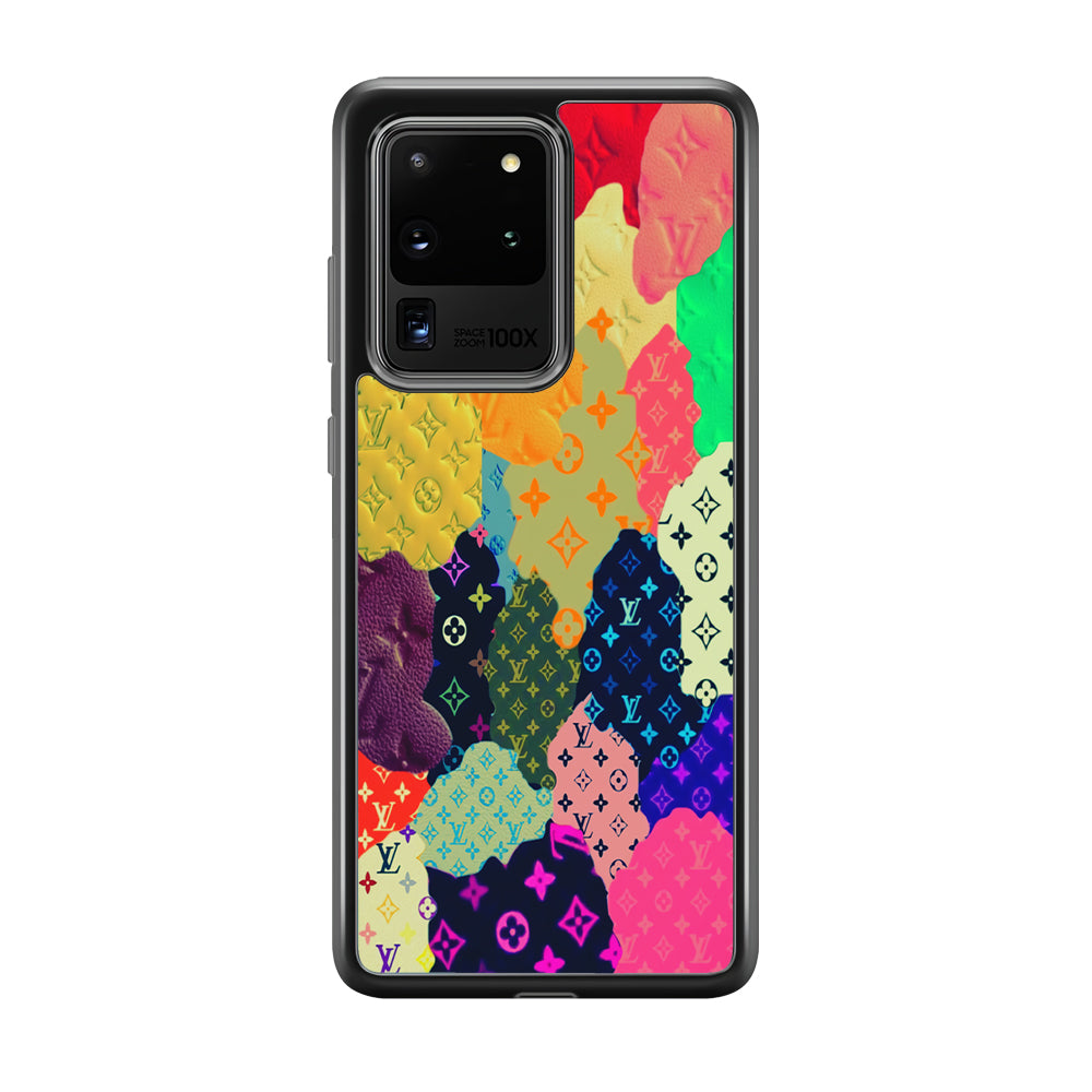 Louis Vuitton Aesthetic Pattern Samsung Galaxy S20 Ultra Case-Rubber Black (2D Case)-Oxvistore