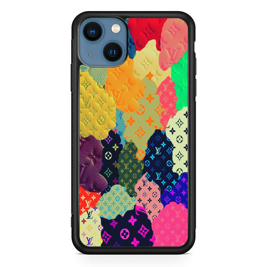 Louis Vuitton Aesthetic Pattern iPhone 15 Plus Case-Rubber Black (2D Case)-Oxvistore