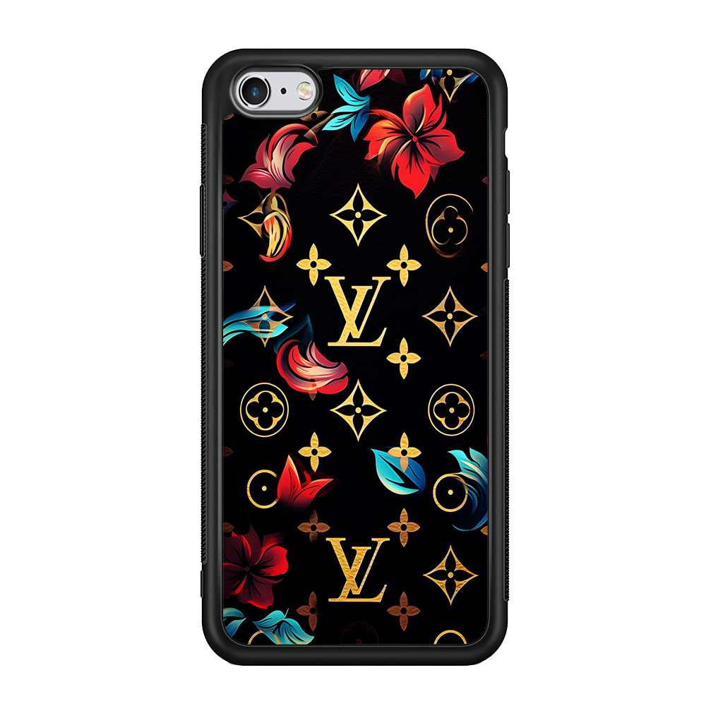 Louis Vuitton Flowers Design iPhone 6 | 6s Case-Rubber Black (2D Case)-Oxvistore