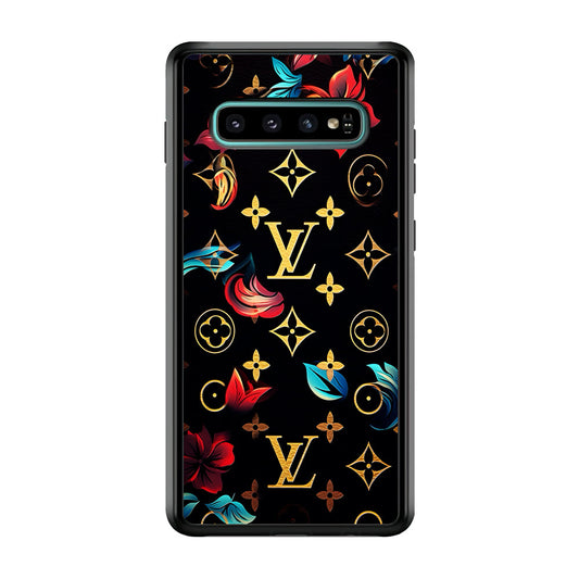 Louis Vuitton Flowers Design Samsung Galaxy S10 Plus Case-Rubber Black (2D Case)-Oxvistore