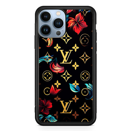 Louis Vuitton Flowers Design iPhone 13 Pro Case-Rubber White (2D Case)-Oxvistore