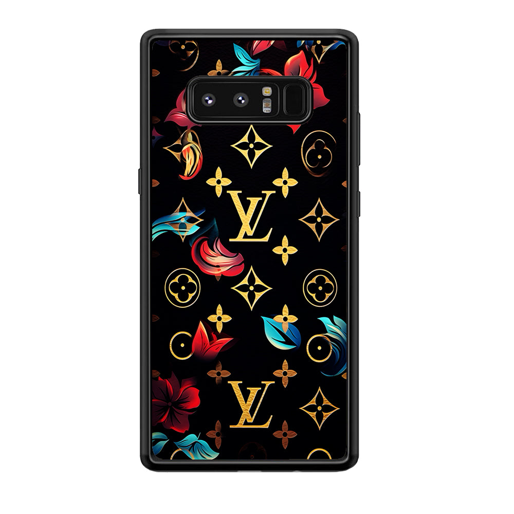Louis Vuitton Flowers Design Samsung Galaxy Note 8 Case-Rubber Black (2D Case)-Oxvistore