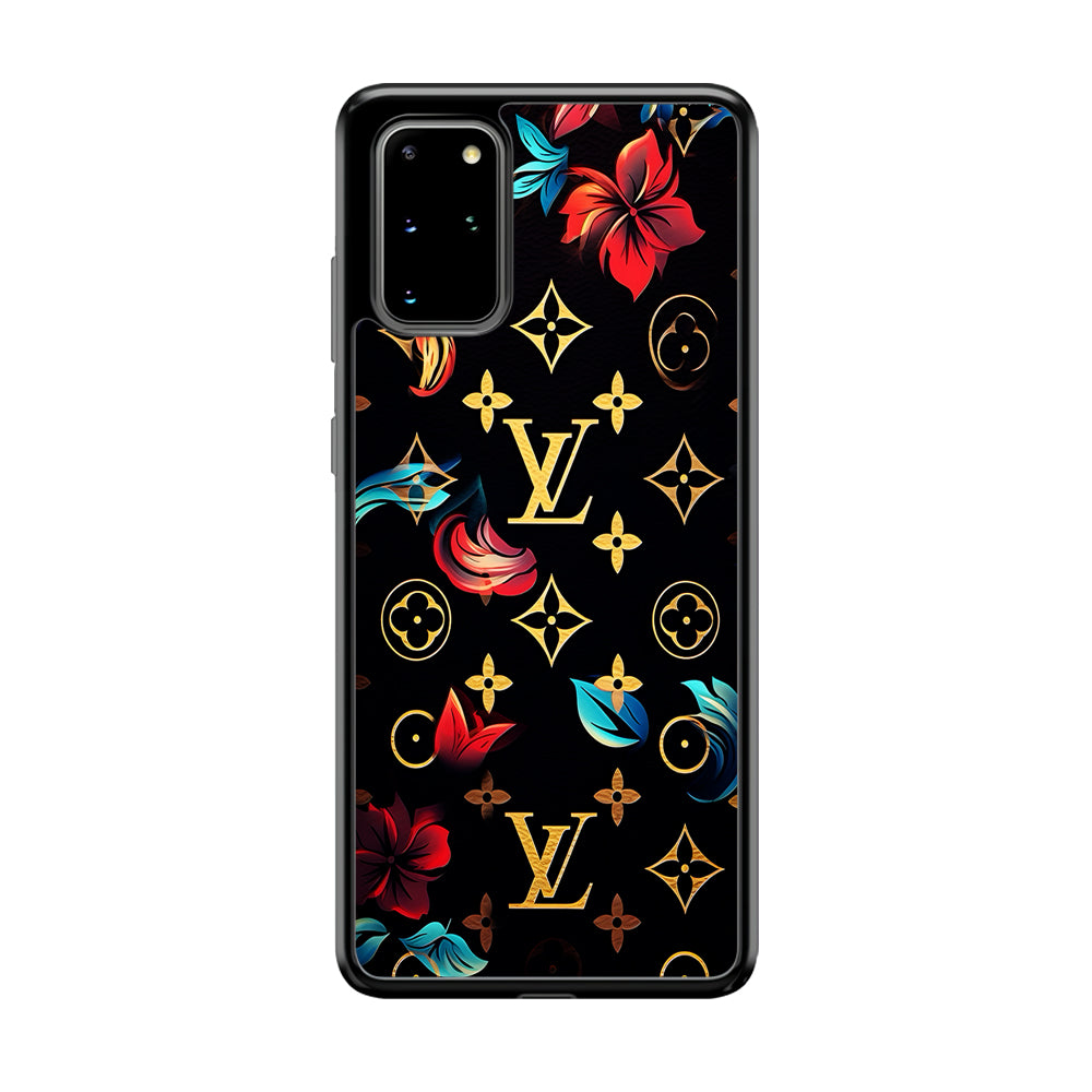 Louis Vuitton Flowers Design Samsung Galaxy S20 Plus Case-Rubber Black (2D Case)-Oxvistore