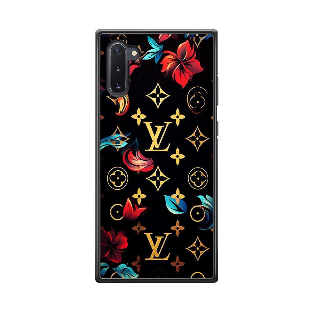 Louis Vuitton Flowers Design Samsung Galaxy Note 10 Case-Rubber Black (2D Case)-Oxvistore