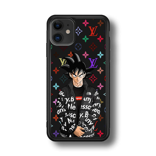 Louis Vuitton Goku Hypebeast iPhone 12 Case-Rubber Black (2D Case)-Oxvistore