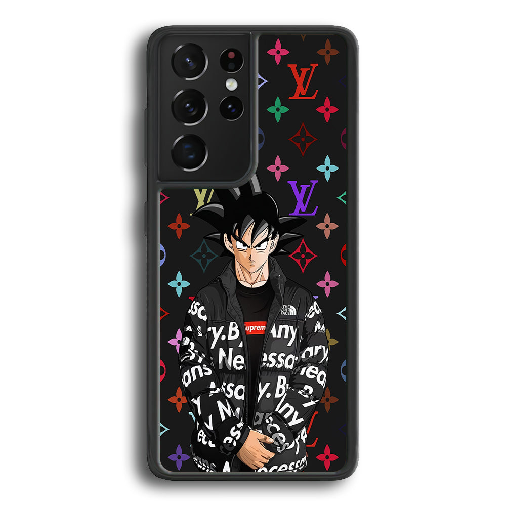 Louis Vuitton Goku Hypebeast Samsung Galaxy S21 Ultra Case-Rubber Black (2D Case)-Oxvistore