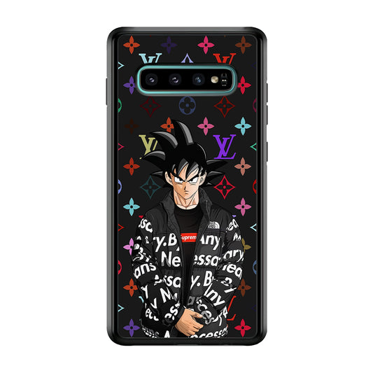 Louis Vuitton Goku Hypebeast Samsung Galaxy S10 Case-Rubber Black (2D Case)-Oxvistore