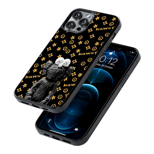 Louis Vuitton X Kaws Black Background 2D Rubber Phone Case-Oxvistore