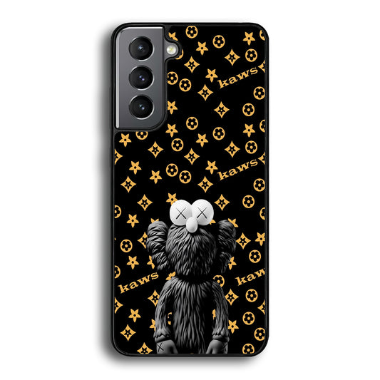 Louis Vuitton X Kaws Black Background Samsung Galaxy S21 Case-Rubber White (2D Case)-Oxvistore