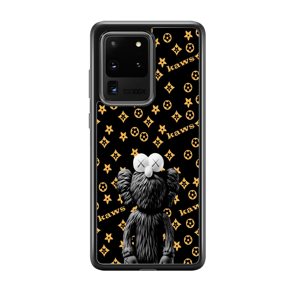 Louis Vuitton X Kaws Black Background Samsung Galaxy S20 Ultra Case-Rubber White (2D Case)-Oxvistore