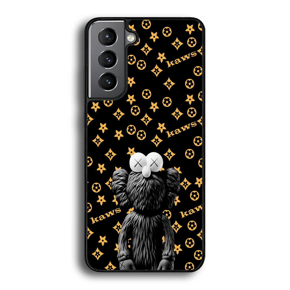 Louis Vuitton X Kaws Black Background Samsung Galaxy S22 Case-Rubber White (2D Case)-Oxvistore