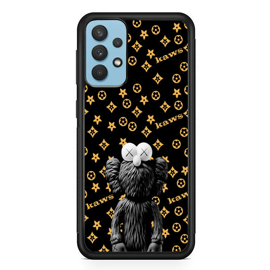 Louis Vuitton X Kaws Black Background Samsung Galaxy A32 Case-Rubber White (2D Case)-Oxvistore