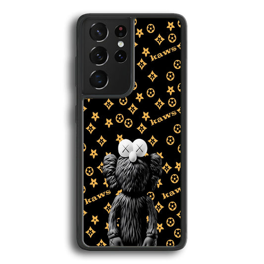Louis Vuitton X Kaws Black Background Samsung Galaxy S24 Ultra Case-Rubber White (2D Case)-Oxvistore