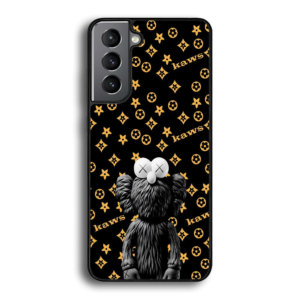 Louis Vuitton X Kaws Black Background Samsung Galaxy S22 Plus Case-Rubber White (2D Case)-Oxvistore