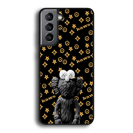 Louis Vuitton X Kaws Black Background Samsung Galaxy S23 Case-Rubber White (2D Case)-Oxvistore