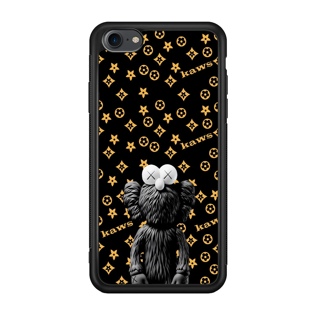 Louis Vuitton X Kaws Black Background iPhone 8 Case-Rubber Black (2D Case)-Oxvistore