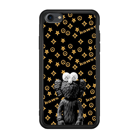 Louis Vuitton X Kaws Black Background iPhone 8 Case-Rubber Black (2D Case)-Oxvistore