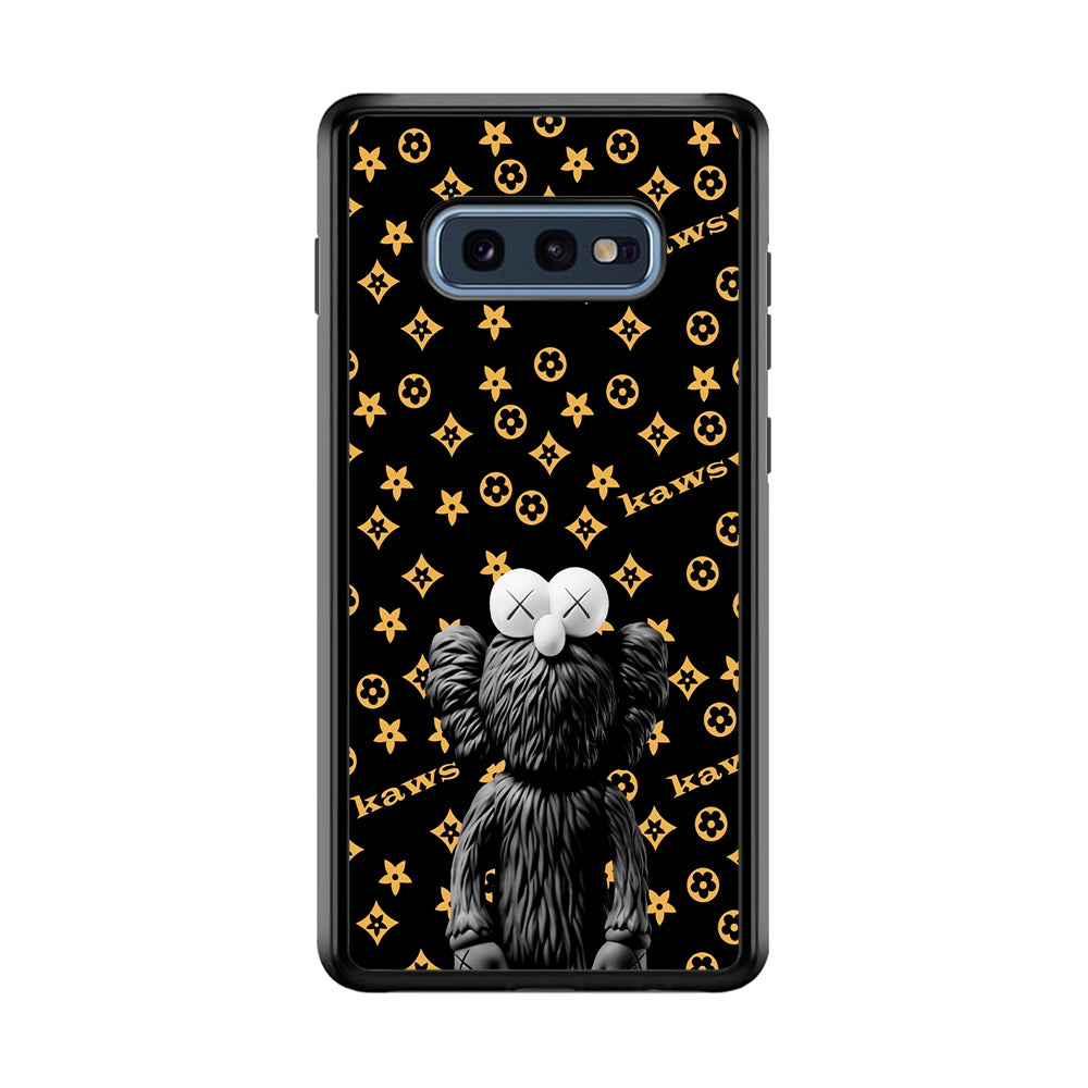 Louis Vuitton X Kaws Black Background Samsung Galaxy S10E Case-Rubber White (2D Case)-Oxvistore