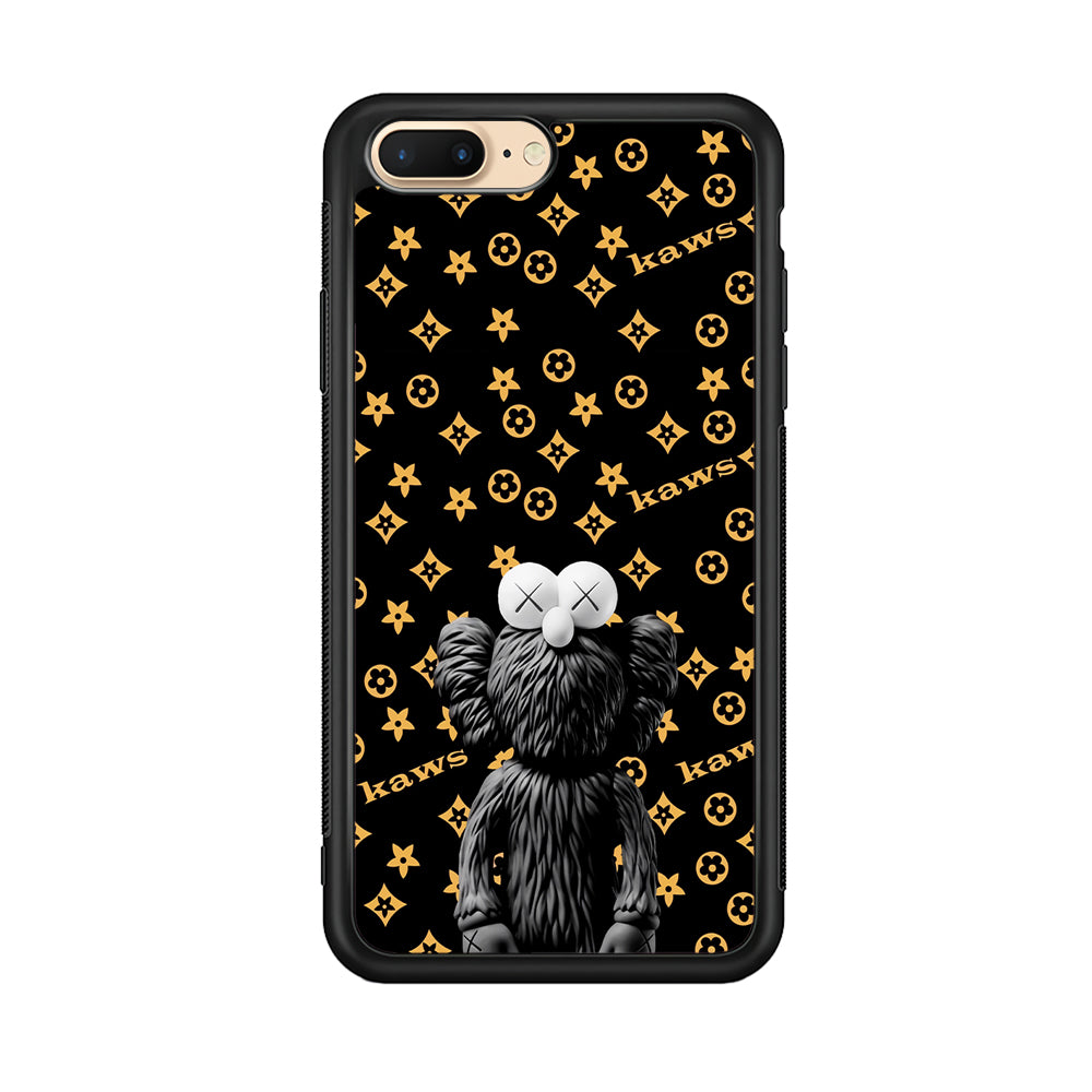 Louis Vuitton X Kaws Black Background iPhone 7 Plus Case-Rubber Black (2D Case)-Oxvistore