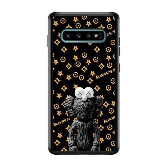 Louis Vuitton X Kaws Black Background Samsung Galaxy S10 Case-Rubber White (2D Case)-Oxvistore
