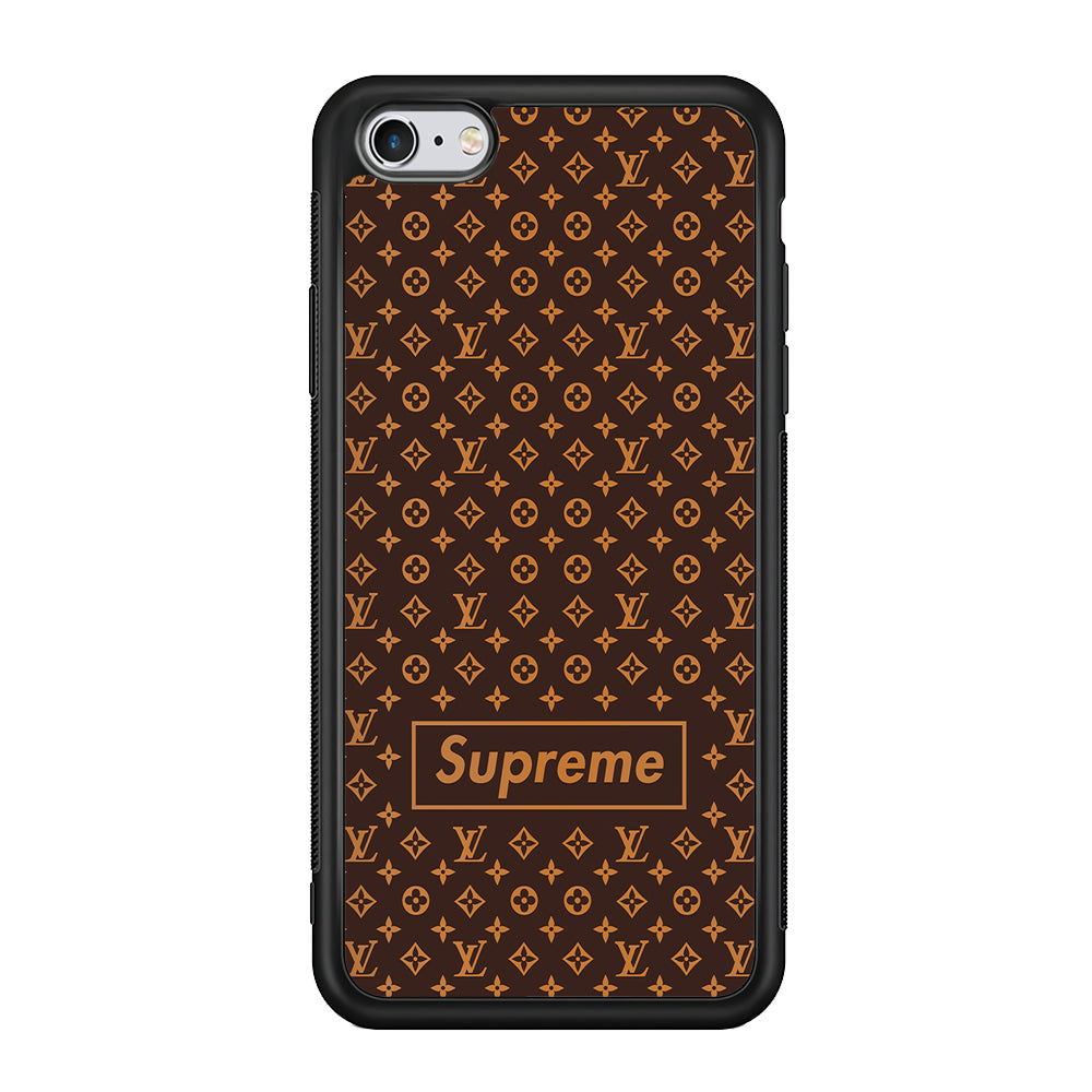 Louis Vuitton X Supreme Brown Background iPhone 6 | 6s Case-Rubber Black (2D Case)-Oxvistore
