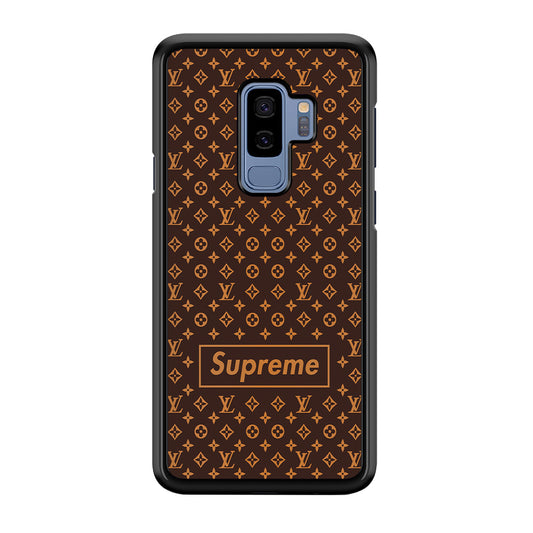 Louis Vuitton X Supreme Brown Background Samsung Galaxy S9 Plus Case-Rubber Black (2D Case)-Oxvistore