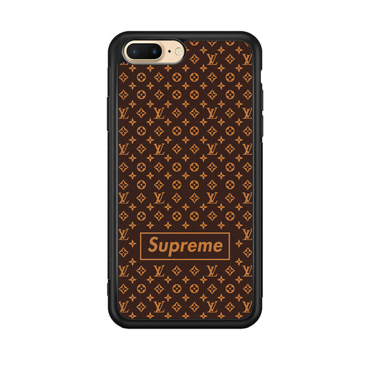 Louis Vuitton X Supreme Brown Background iPhone 8 Plus Case-Rubber Black (2D Case)-Oxvistore