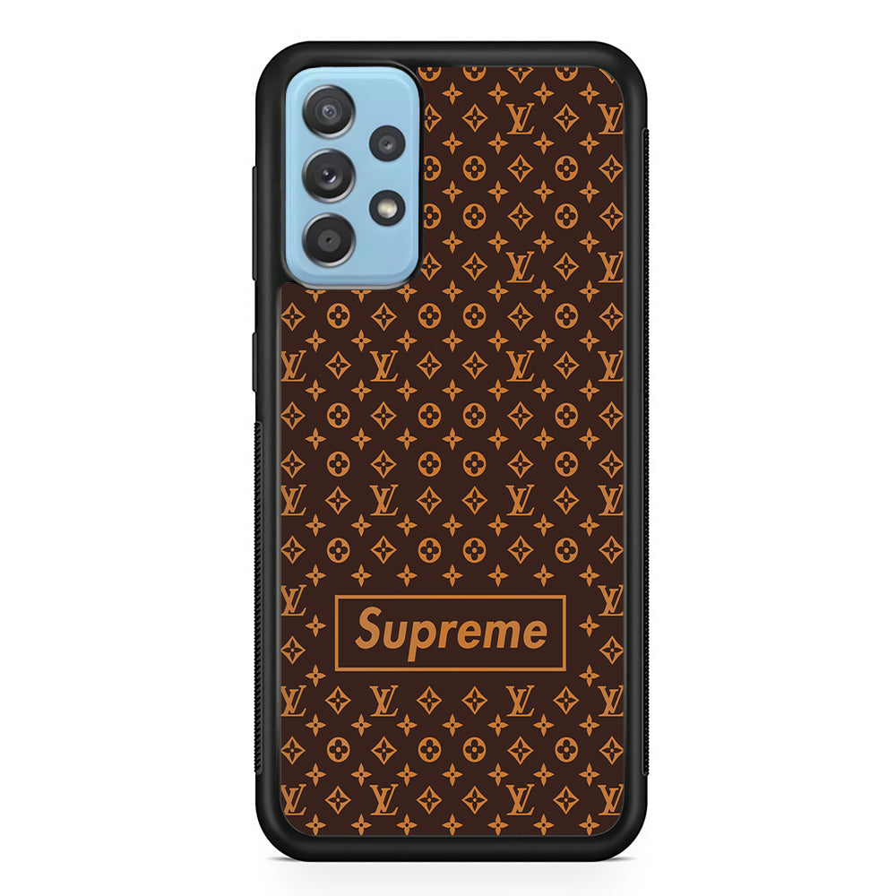 Louis Vuitton X Supreme Brown Background Samsung Galaxy A72 Case-Rubber Black (2D Case)-Oxvistore