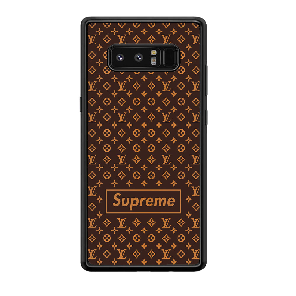 Louis Vuitton X Supreme Brown Background Samsung Galaxy Note 8 Case-Rubber Black (2D Case)-Oxvistore