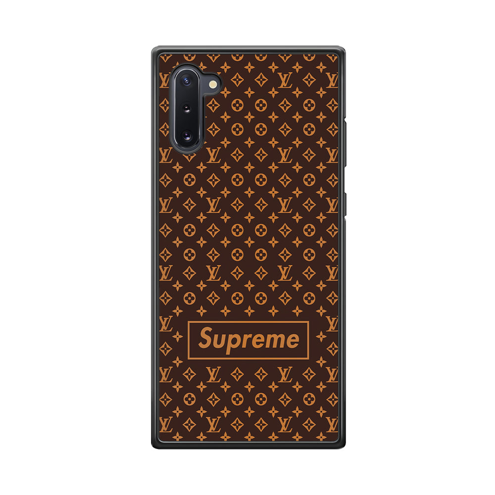 Louis Vuitton X Supreme Brown Background Samsung Galaxy Note 10 Case-Rubber Black (2D Case)-Oxvistore