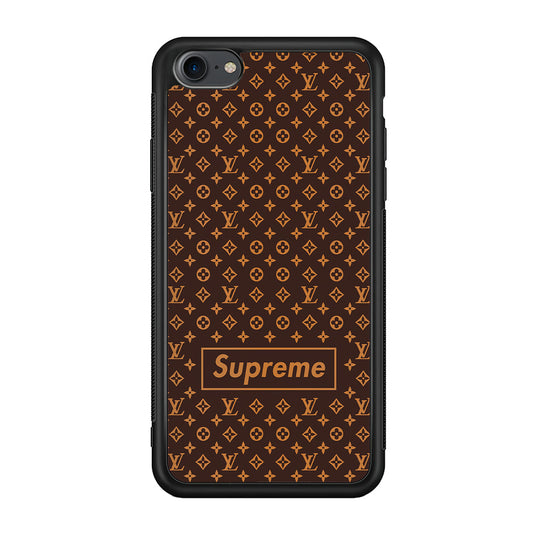 Louis Vuitton X Supreme Brown Background iPhone 8 Case-Rubber Black (2D Case)-Oxvistore