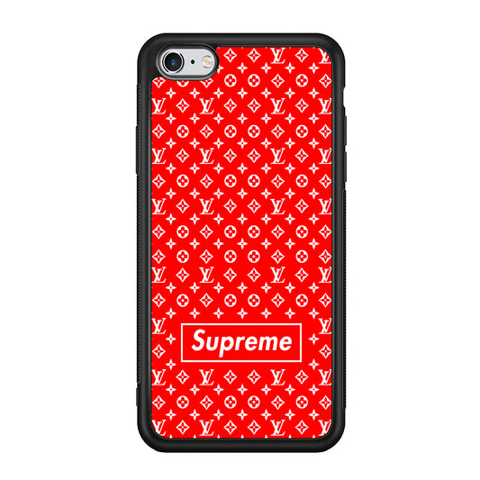 Louis Vuitton X Supreme Red Background iPhone 6 | 6s Case-Rubber Black (2D Case)-Oxvistore