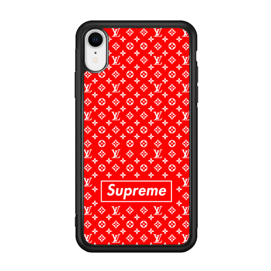 Louis Vuitton X Supreme Red Background iPhone XR Case-Rubber Black (2D Case)-Oxvistore