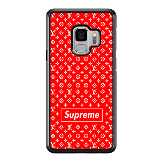 Louis Vuitton X Supreme Red Background Samsung Galaxy S9 Case-Rubber Black (2D Case)-Oxvistore