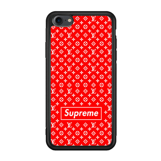 Louis Vuitton X Supreme Red Background iPhone 8 Case-Rubber Black (2D Case)-Oxvistore
